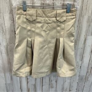 French Toast Khaki Pleated School Uniform Skirt Knee Length